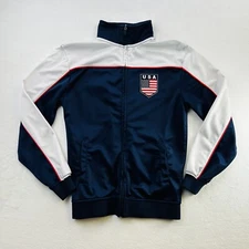 USA Soccer Sweater Adult Small Blue Red Zip Logo Futbol Football Sweatshirt Mens