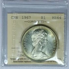 Canada 1967 Silver Dollar ICCS Certified MS64