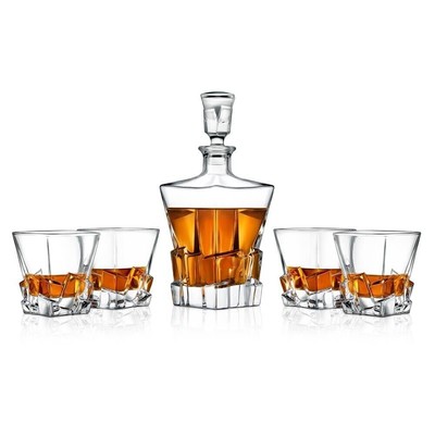 NutriChef Home Bar Whiskey Decanter Set - 4pc Glass Decanter Aerator BPA Free