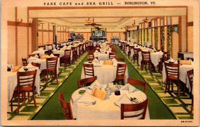 Postcard Burlington Park Cafe Sea Grill Dining Room Vermont D60