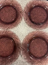 4 Bormioli Rocco Duralex Amethyst Purple Swirl Dinner Plates France 9"D