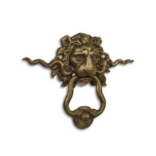 9934083 Battiporta Testa di Leone Serpente Ferro Stile Antico Rustico 22x16cm