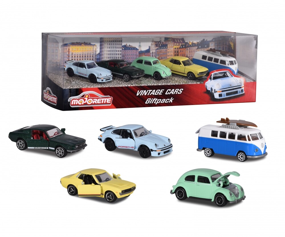 NEW Majorette Vintage 5 Piece Giftpack - Ford Porsche VW - 7.5cm