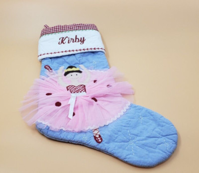 Pottery Barn Quilted Dancer Stocking Monogramed ''Kirby'' Christmas Holiday
