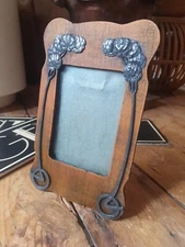 Large old antique vintage arts and crafts petwer photo frame 