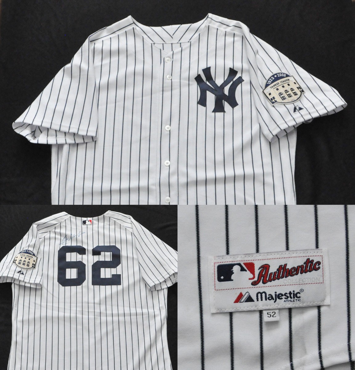 62 New York Yankees Majestic Jersey Authentic Stadium 1923-2008