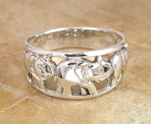 ANILLO BANDA ELEFANTE DE LA SUERTE PLATA ESTERLINA GRAN talla 7 estilo # r0935