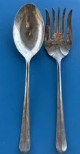 Sliver plated Unbranded 11” Salad Server 2 Pcs Tarnished Unpolished Unused Loose