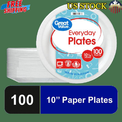 Strong Soak Proof Disposable Paper Plates 10in 100ct Ideal Parties Snacks New