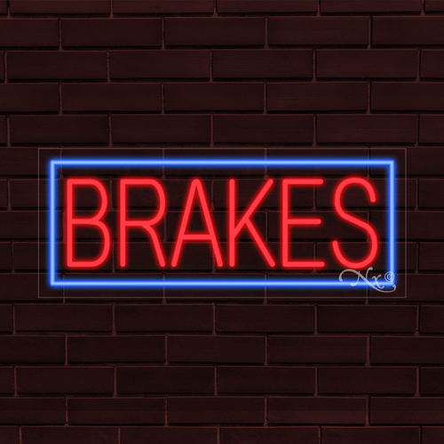 BRAND NEW "BRAKES" w/BORDER 30x12x1 INCH LED FLEX WINDOW/WALL INDOOR SIGN 30516 - Picture 1 of 1