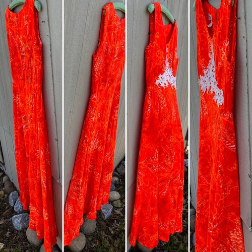 Alice of California Vintage Hawaiian Dress Psyhedelic Colorful Tiki Aloha - Picture 5 of 24