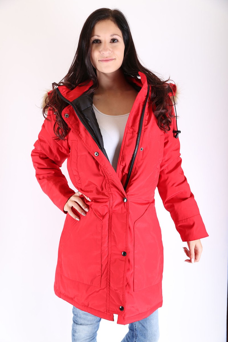 Damen Winter Daunenmantel Damen Dunkelrot Coat Mantel Rot Tatonka