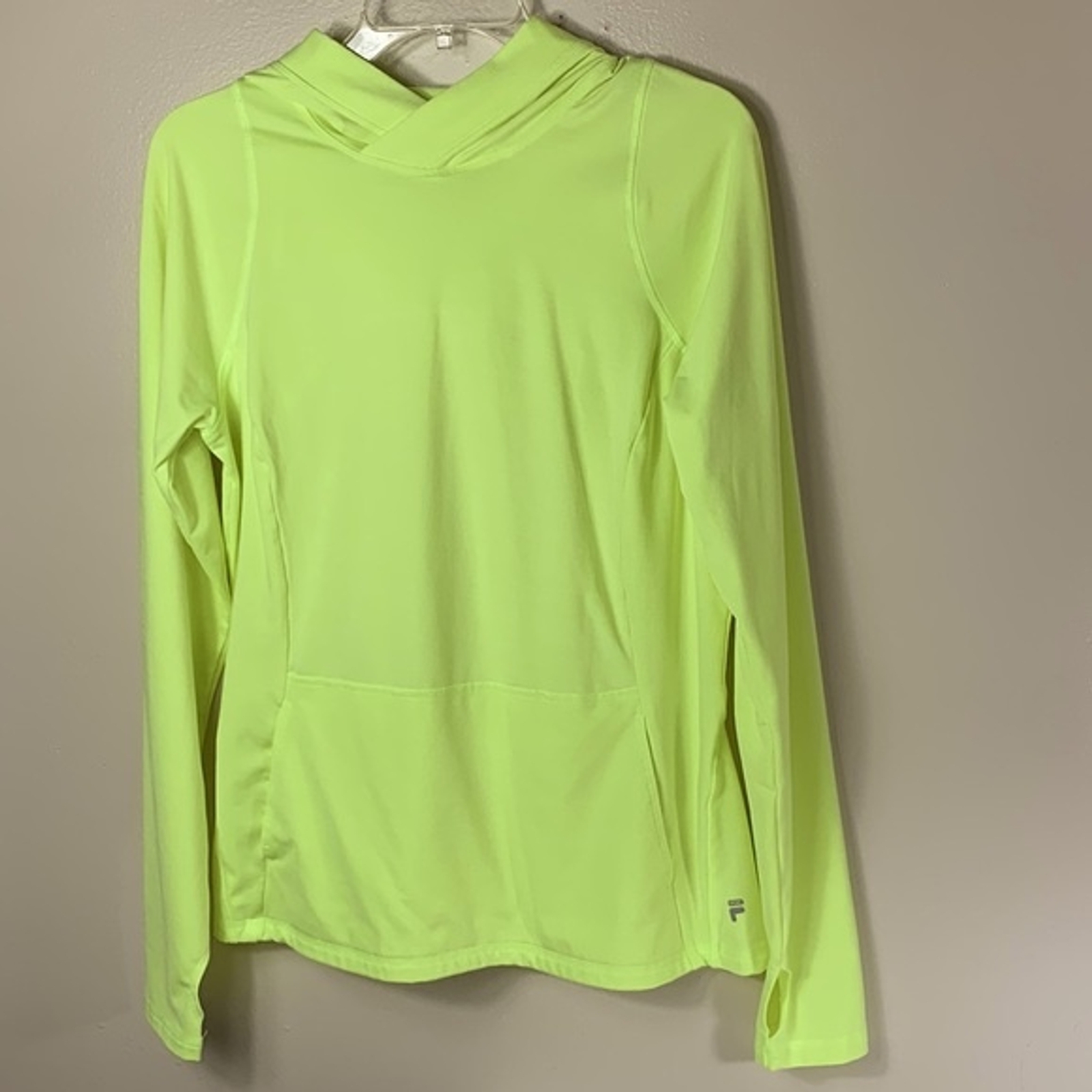 Felpa con cappuccio pullover verde neon verde maniche lunghe Fila felpa donna taglia L