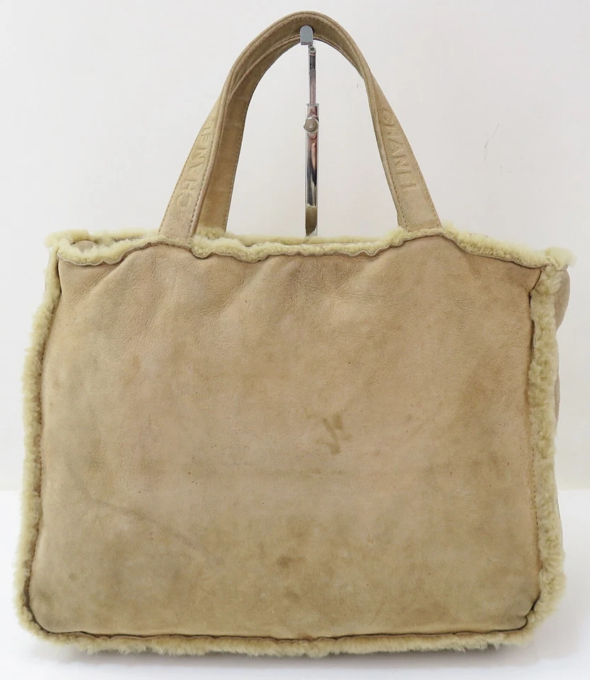 Auténtico bolso de mano Chanel marrón gamuza y lana #54459 Foto 3 de 4