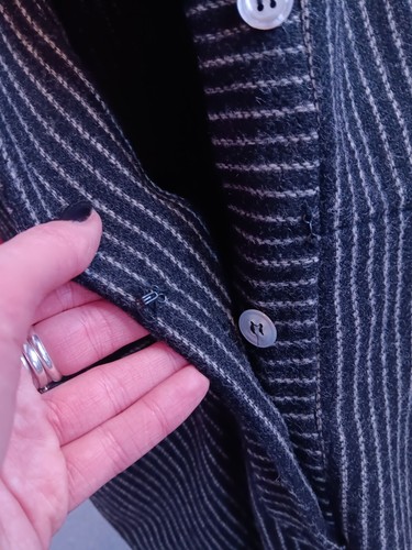 De Colección Años 40 Vestido Escolar Lana Negra a Rayas Cuello de Lino Blanco Miércoles Addams - Imagen 4 de 8
