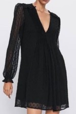 ZARA Size Small Black Swiss Dot Sheer Mini Dress Flowy