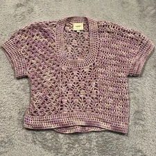 Anthropologie Augden Alpaca Sweater Women’s Sz S Crocheted Hydrangea Pullover