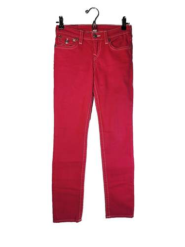 True Religion Super Skinny Jeans Womens Teen 12 HOT Pink Flap Pockets 28" Inseam - Picture 6 of 7