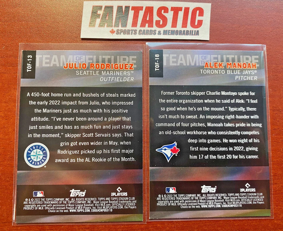 2022 Topps Stadium Club TEAM of the FUTURE Insert Card YOU PICK - Image 2 of 2