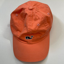 Vineyard Vines Ball Cap Hat Adult OS Strap Back Peach Blue Whale Logo Baseball