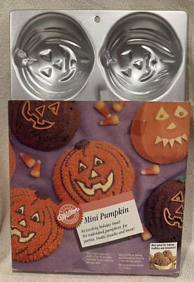 Wilton 1983 Mini Pumpkin 6 Cavity - Jack-O-Lantern Cupcake Muffin Pan 508-1040