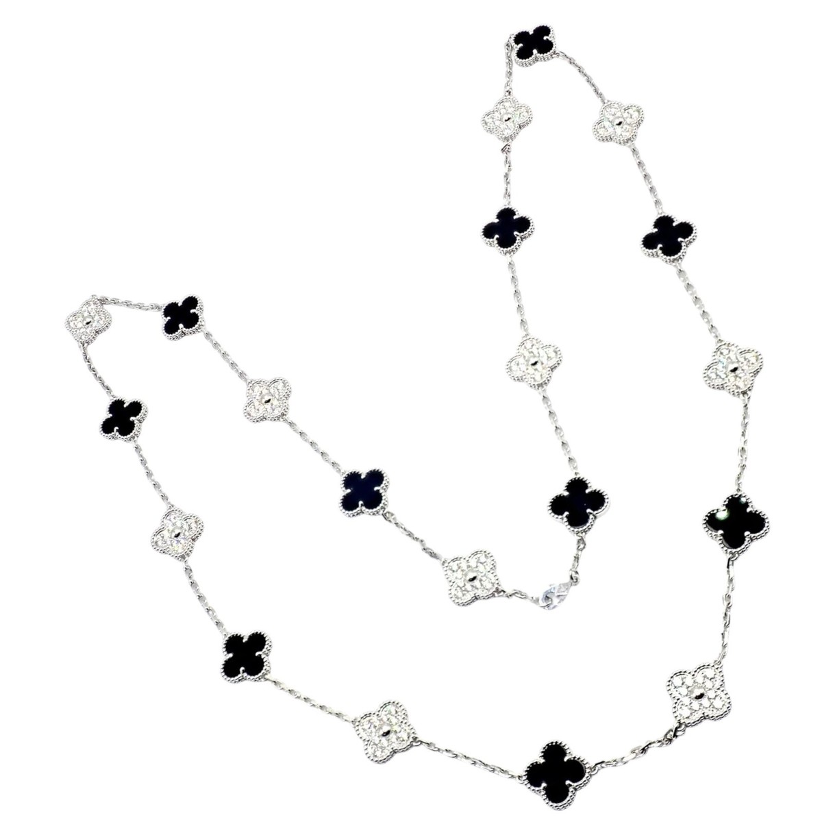 Van Cleef & Arpels 18k Gold 20 Motif Vintage Alhambra Diamond Onyx
