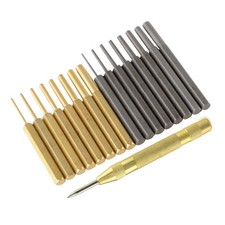 New King 18 pc Brass/Steel Punch Set  with  Automatic Pin Center & Storage Pouch