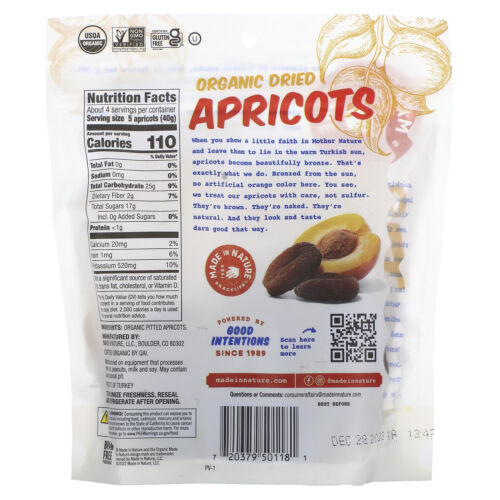 Organic Dried Apricots, Tree-Ripened & Unsulfured, 6 oz (170 g) - Picture 2 of 2