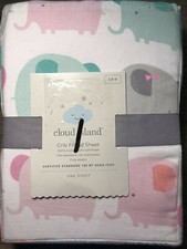 Cloud Island Fitted Crib Sheet pink green elephants girls nursery new 28963