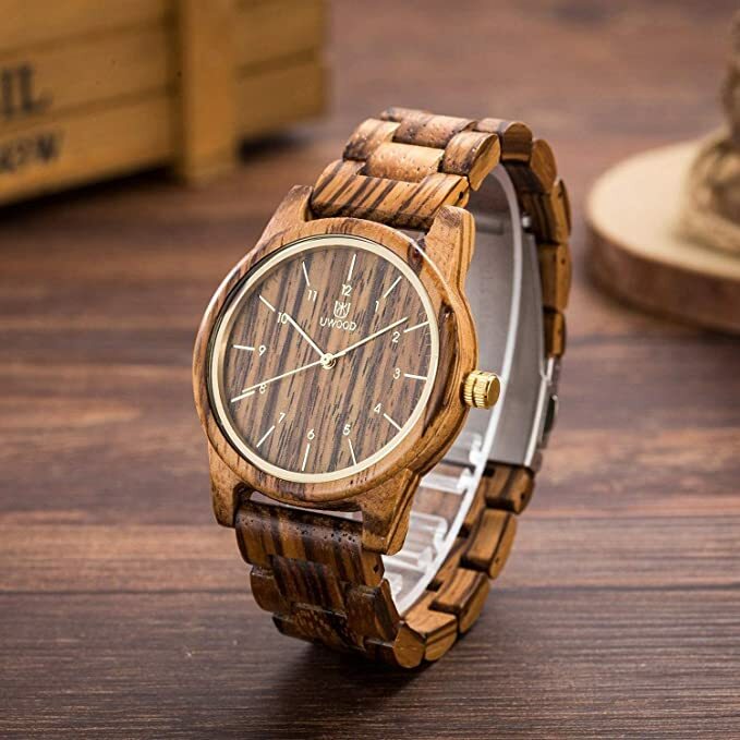 RORIOS Lightweight Wooden Men's Quartz Wrist Watch Natural Wood