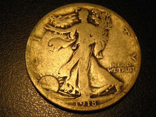 1918-S 90% Silber Walking Liberty Half Dollar FETT VOLLES DATUM