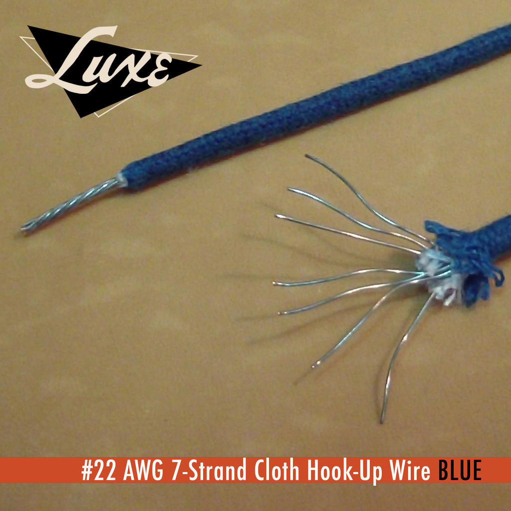 LUXE#22 AWG Cloth 7-Strand Copper Hook-Up Wire Blue best Vintage Quality!