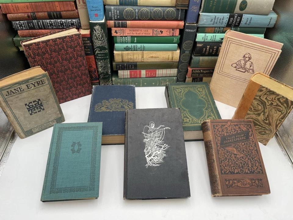 Lot of 20 Vintage Old Rare Antique Hardcover Books - Mixed Color - Random Foto 2 de 3