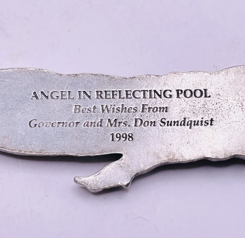 Angel In Reflecting Pool Governor Don Sundquist Pewter Gift Ornament 3.5” - Picture 5 of 6
