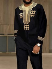 2025 new model, plus size Men's African ethnic style suit, black main tone with