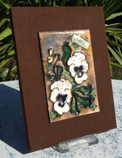 Original Steg Email Stegemail Emaille Handarbeit Bild Wandbild Blume Vintage 70`