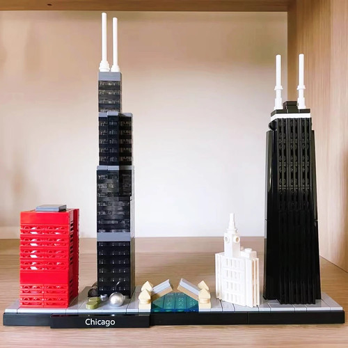 Hot Sales City Chicago Skyline Building Landmark 444 piezas modelo Street View - Imagen 22 de 24