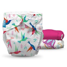 Charlie Banana 3 Pack Reusable Adjustable Cloth Diaper, One Size - Hummingbirds