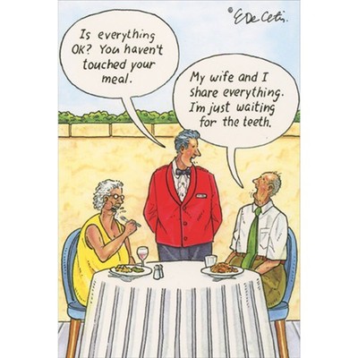 Pictura Old Couple Sharing Teeth at Dinner Funny Anniversary Card for Couple
