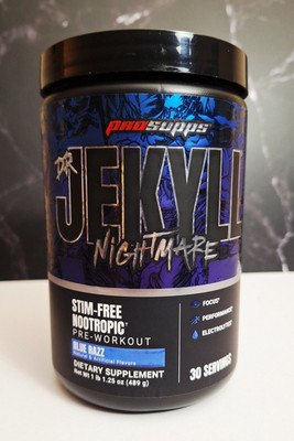 ProSupps Dr. Jekyll Nightmare Stim-Free Preworkout,Blue Razz,30 Serv,07/2027 