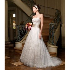 Casablanca Ivory Strapless Beaded Embroidered Bridal Gown Wedding Dress NWT