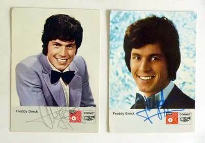 FREDDY BRECK 2x signierte Autogrammkarten/Fotokarten Autograph Vintage MUSIK