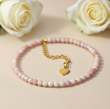 Natural Pink Opal Bracelet 4mm Pink Gemstone Healing Crystal Woman Bracelet Gift