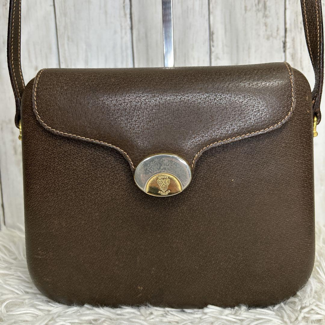 Vintage Gucci Leather Crossbody Bag Rare Logo Shoulder Bag Used