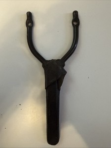 vintage cast metal hunting slingshot frame Leather Wrapped Handle Old Antique