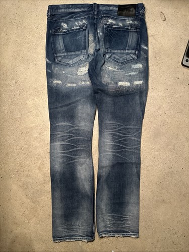 Jeans PRPS Distressed Patch Riparato Giapponese Slim 36x34 Baffi - Foto 8 di 12