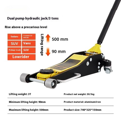 Hydraulic Car Jack with Dual Pumps Vehicle Maintenance Car Tyre Changing Jack - Picture 14 of 14