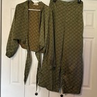 Urban Outfitters Green 2 Piece Outfit Top Pants Retro Silk Size M/L