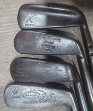4 Antique Vintage Interesting Scottish Made Hickory Wood Shaft Golf Club Putters