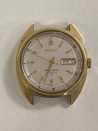 VINTAGE SEIKO BELL-MATIC 4006-6010 DAY-DATE 37mm AUTOMATIC WATCH- NOT WORKING.